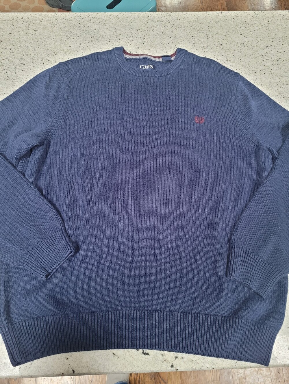 Chaps Crewneck Sweater Navy Blue Cotton Men's Large